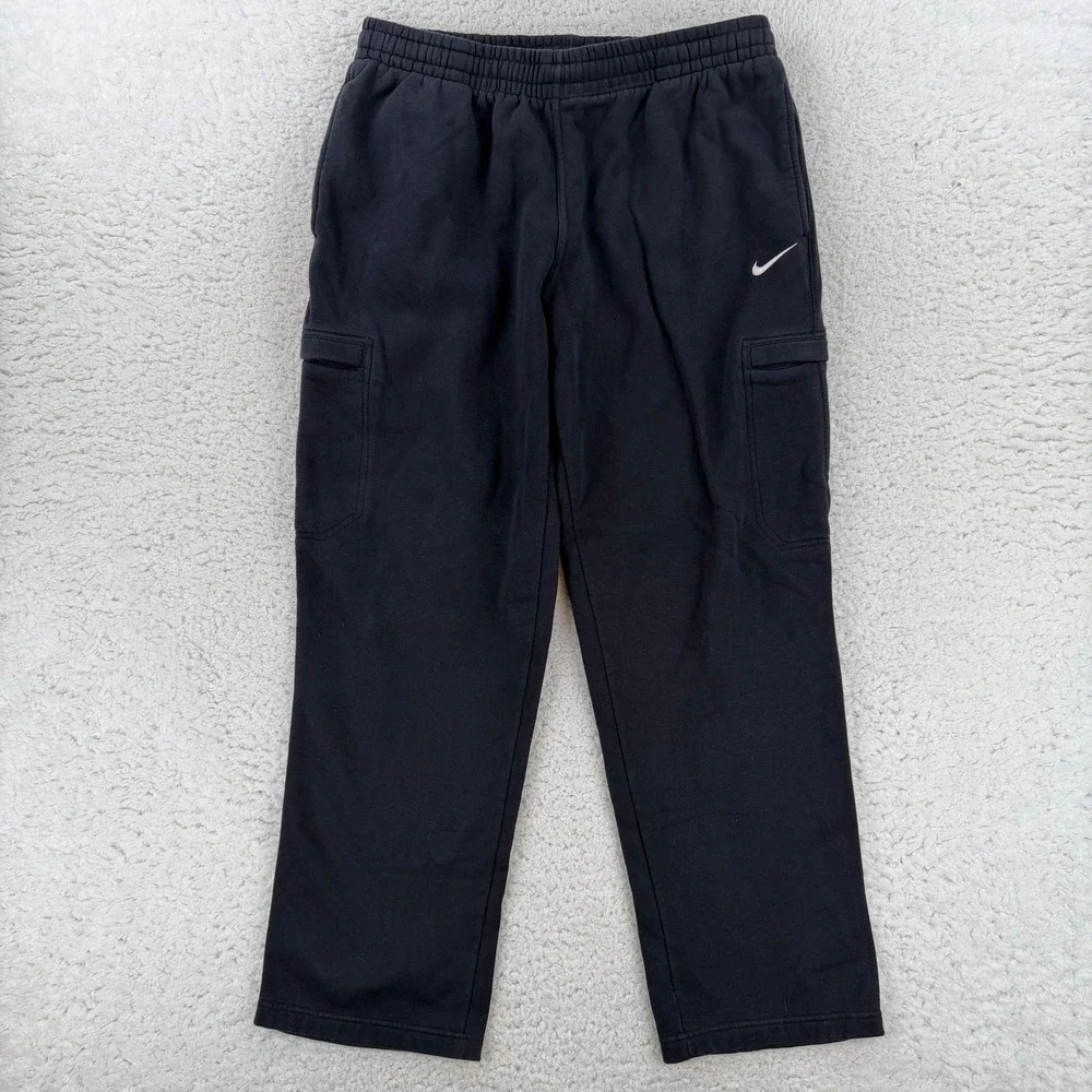 Nike Cargo Sweatpants Mens XL Black Fleece Jogger Pants Elastic Y2K 487328-010